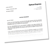 Sheena M's Optical Express Offer Letter